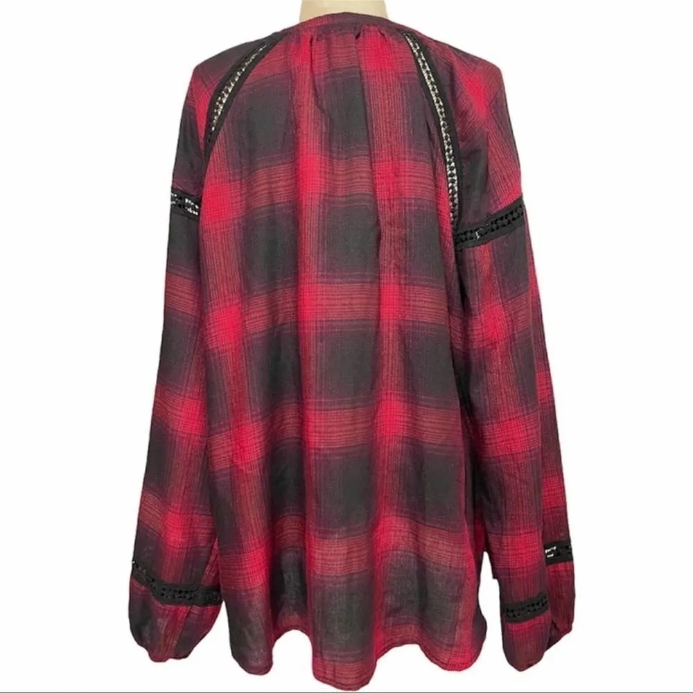 Knox Rose Buffalo Plaid ‎ Tassel Tie Top Red XS - Image 8