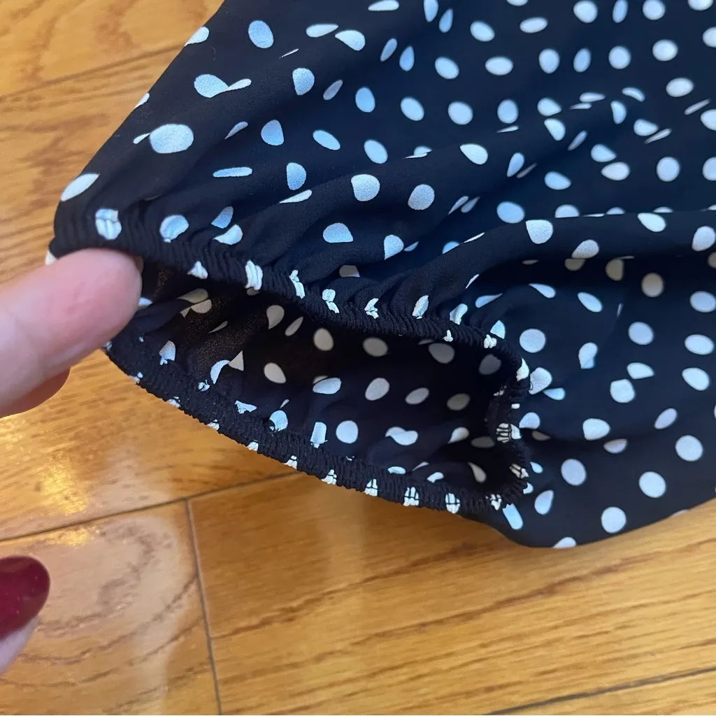 Victoria’s Secret Chiffon Black & White Polka Dot Harem Pants elastic waist Sz M - Image 5