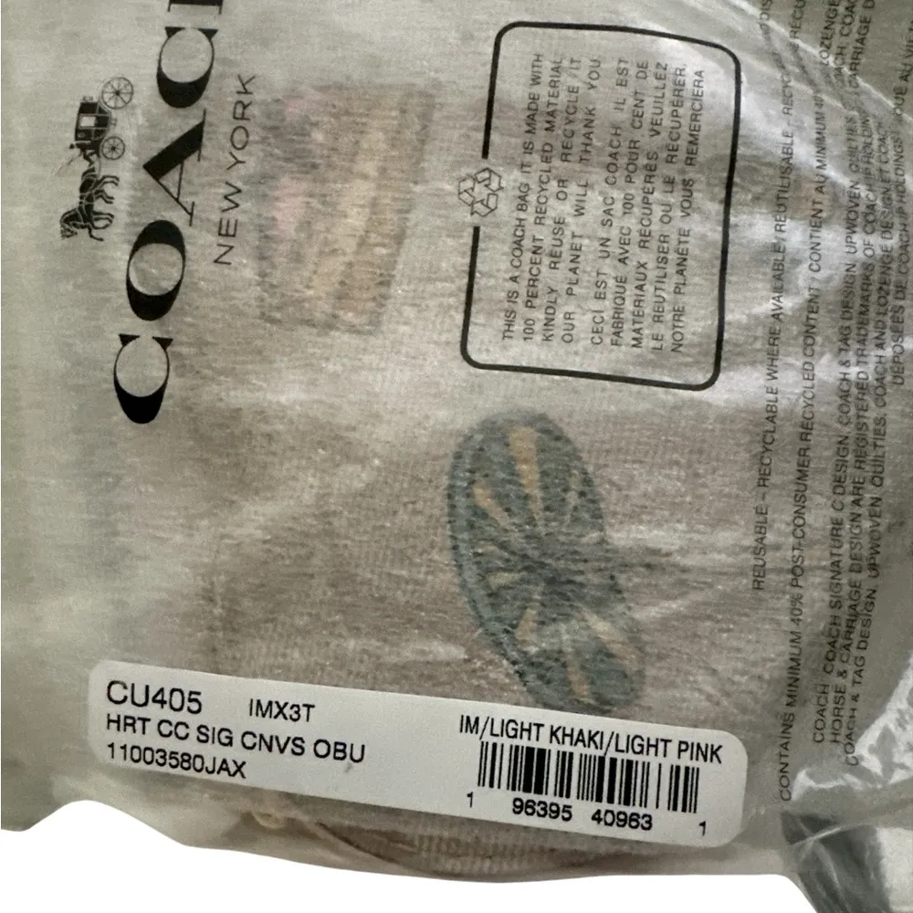 NWT Coach X Observed By Us Heart Coin Case Small Wristlet CU405 LT KHAKI LT PINK - Image 6