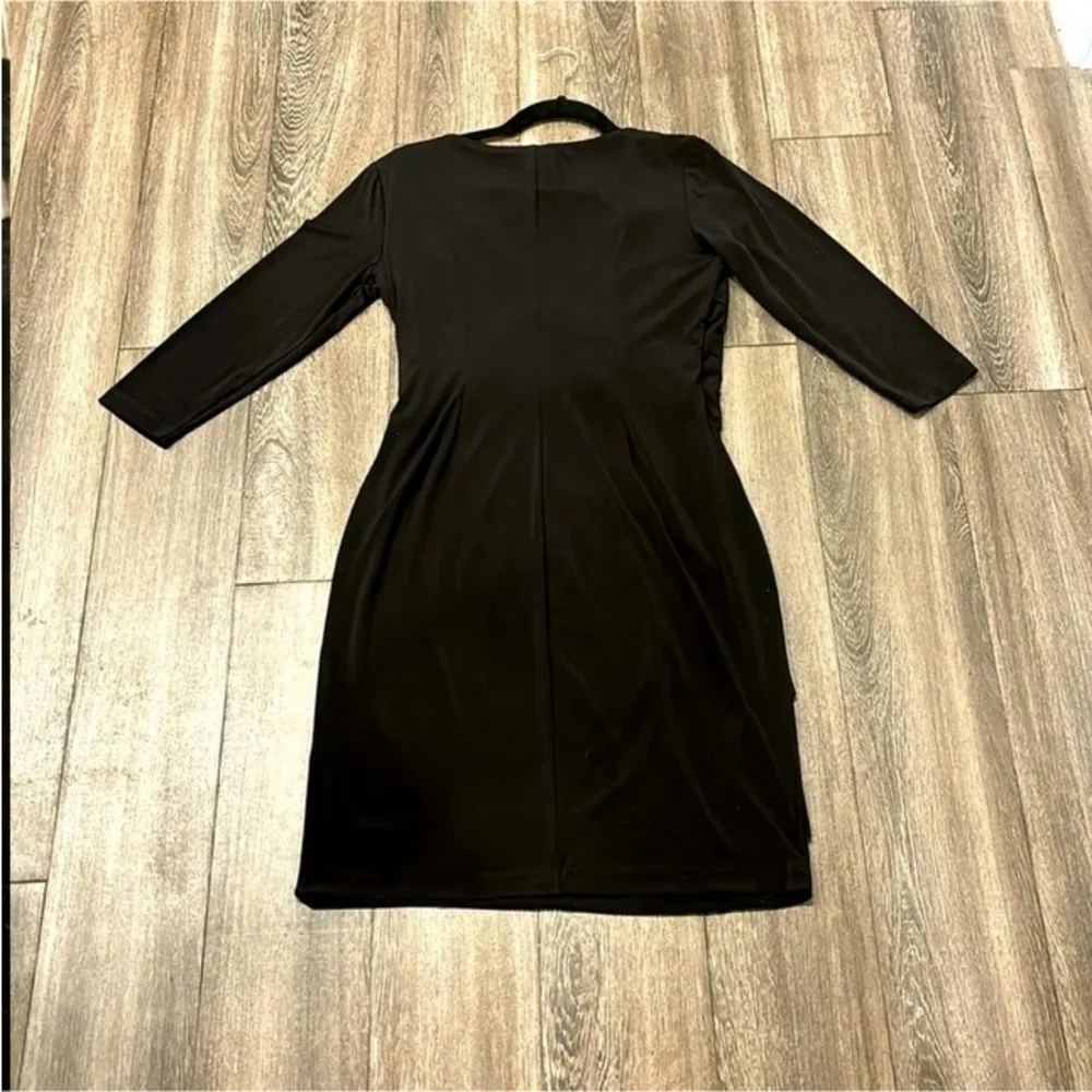 London Times Black 3/4 Sleeved Dress With Ruffles Size 10 - Image 3