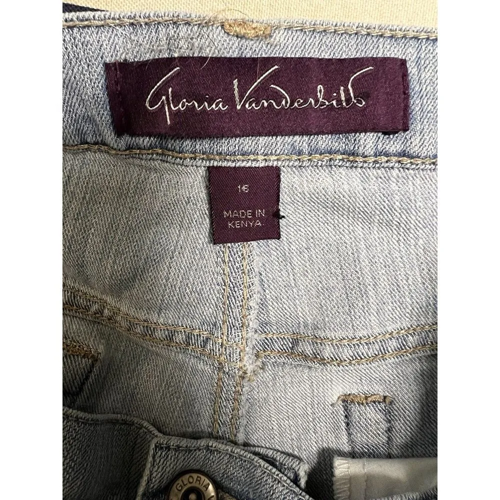 DBHc) Gloria Vanderbilt Jeans Women Size 16 Blue 36x28 High Rise Straight‎ Denim - Image 7
