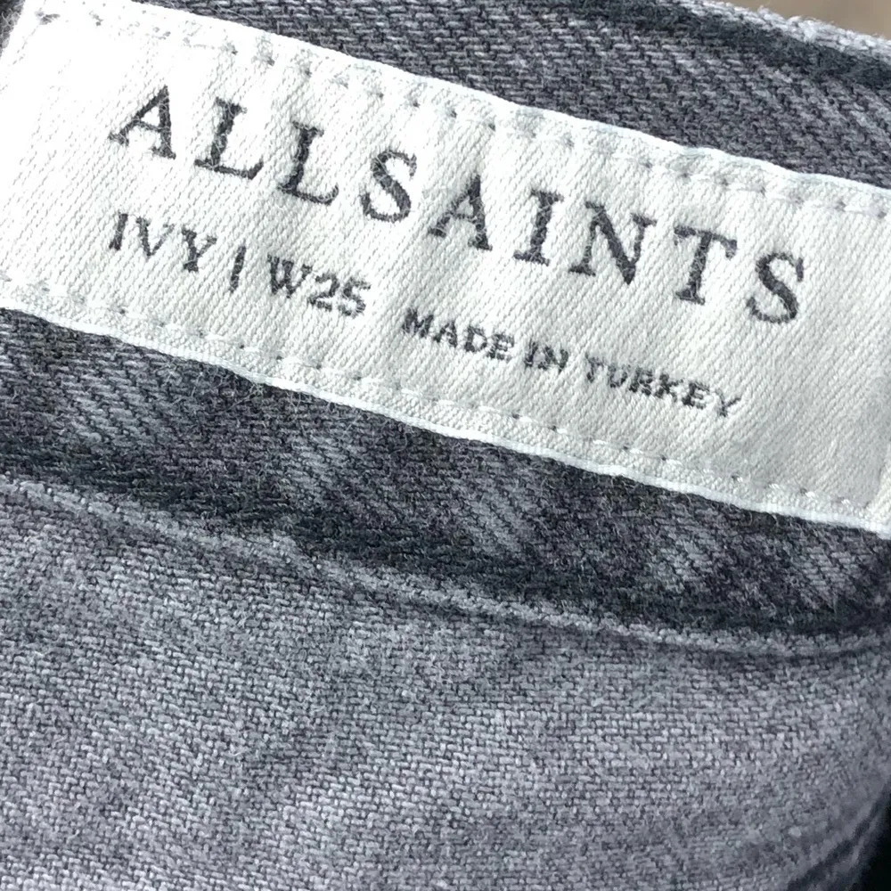 All Saints Ivy Destroy Boy Black Cropped Distressed Jeans 25 - Image 5