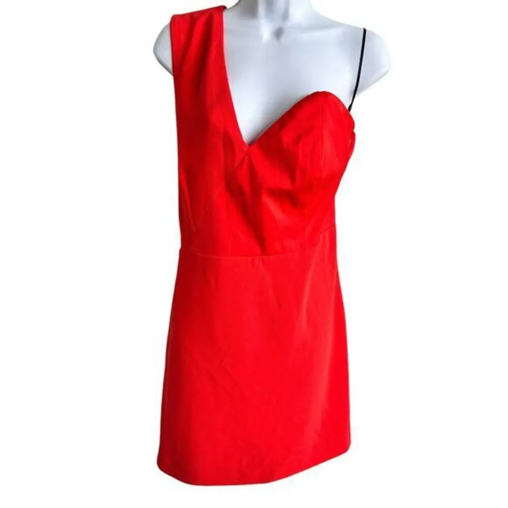 NBD Jasper one shoulder Mini Dress- Red Orange‎ size XL - Image 2