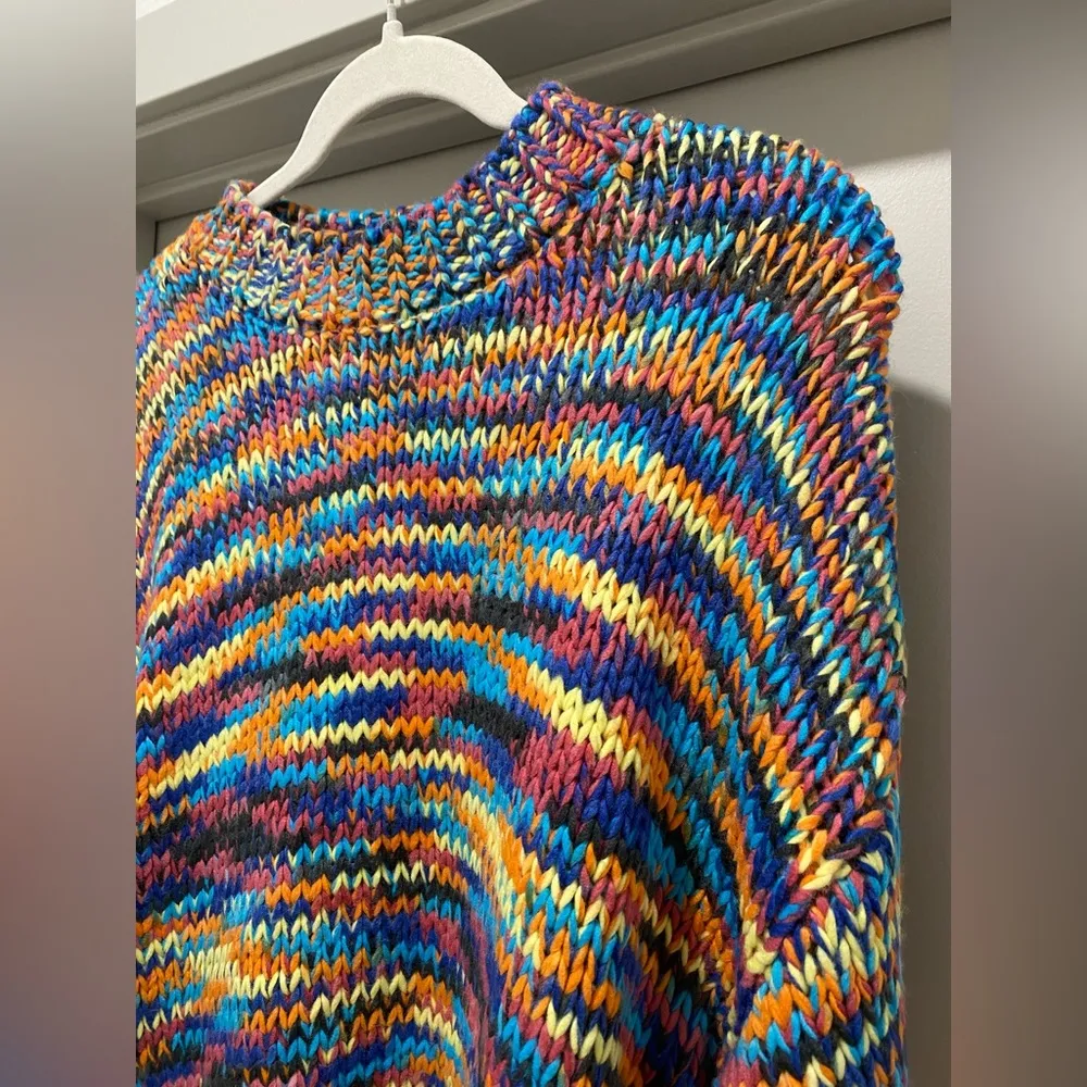 Colorful Rainbow Crochet Knit Jumper Pullover Sweater - M - Image 6