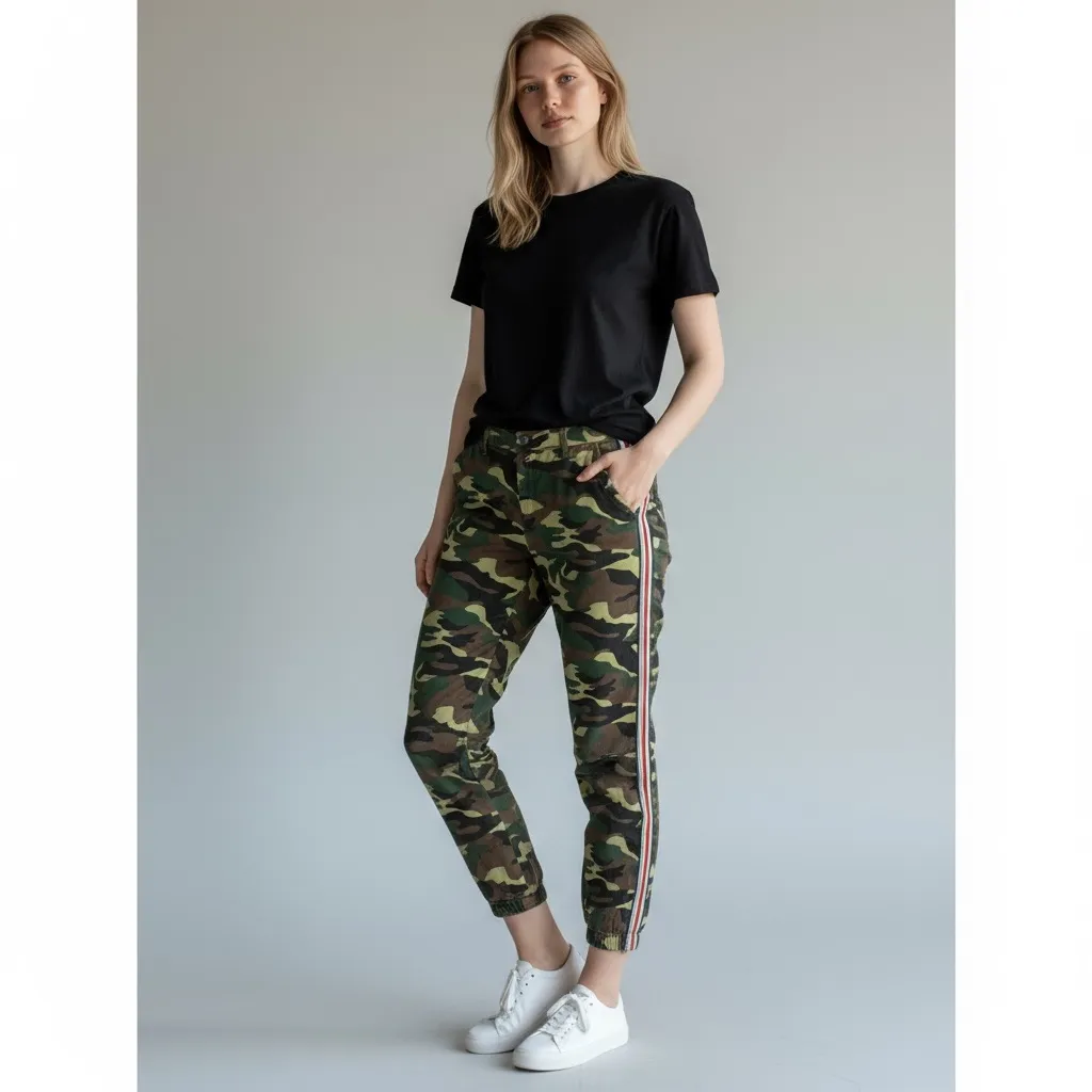 Sundry Camo Pants with Rainbow Stripe Accents Size 30 NWT Lightweight Summer - Image 7