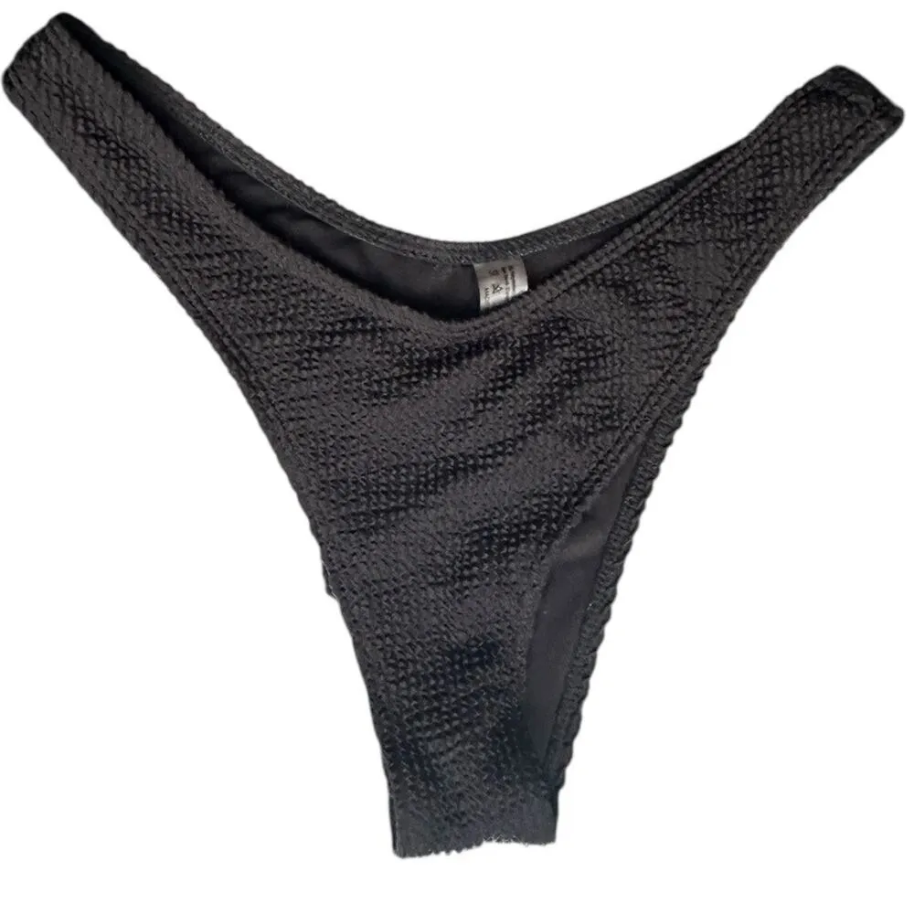 SHEIN Swim Summer Beach Plain Black Thong Bikini Bottom Large - Image 6