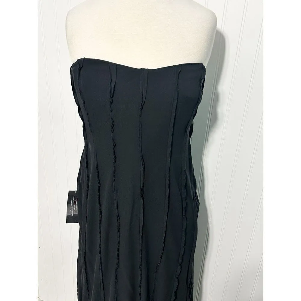 Ann Taylor Exposed Seam Sleeveless Maxi Gown Cocktail‎ Dress Silk Black Size 12 - Image 5