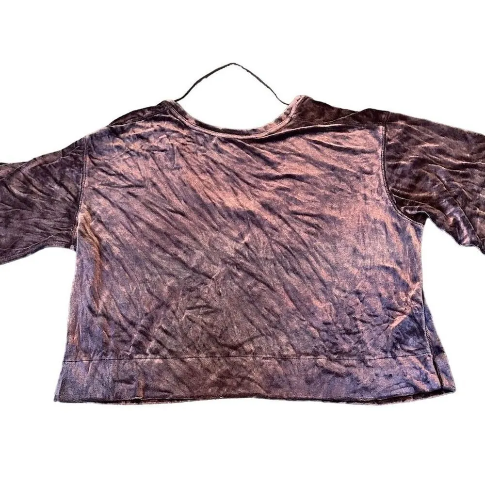 Free People We The Free Valerie Velvet Top XS Purple Blouse Long Sleeve - Image 4