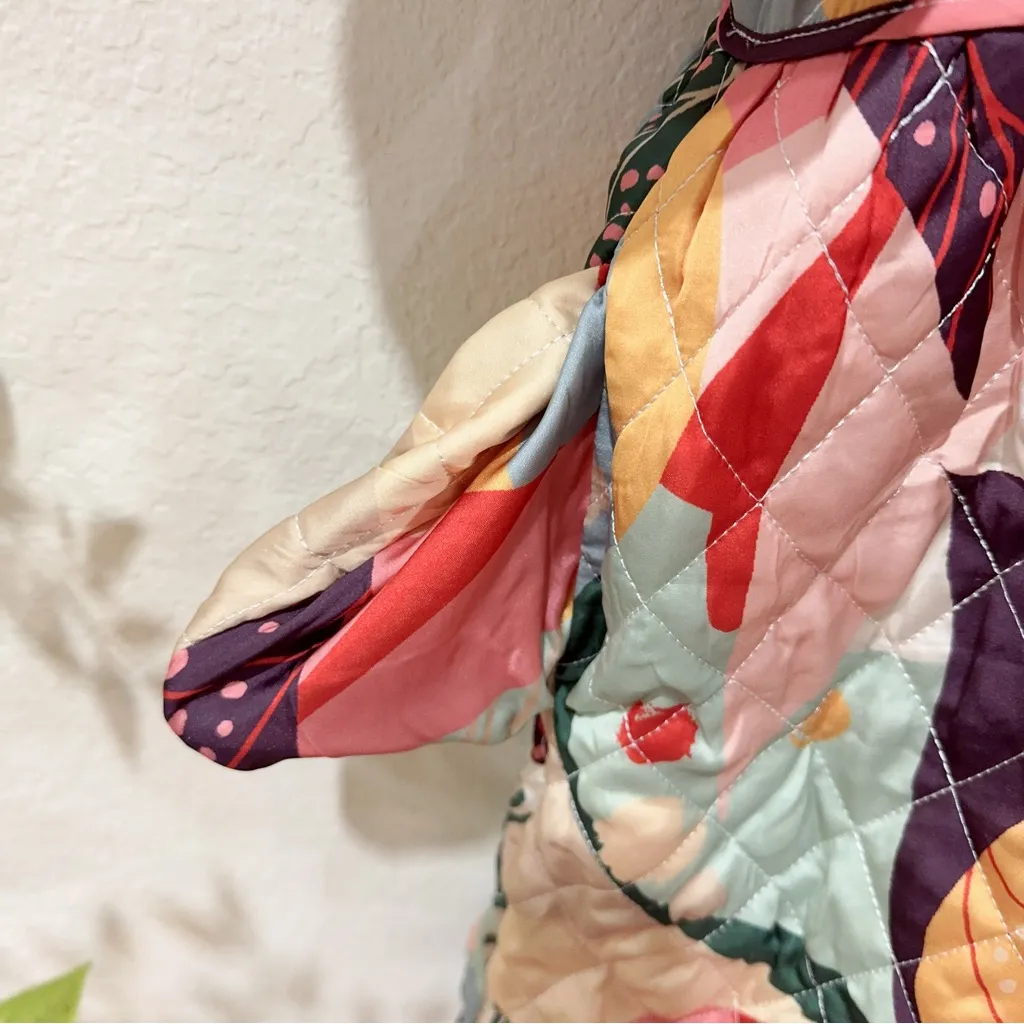 En Saison Floral Quilted Puff Sleeve Baby Doll Mini Dress Size Small NWT Blue - Image 5