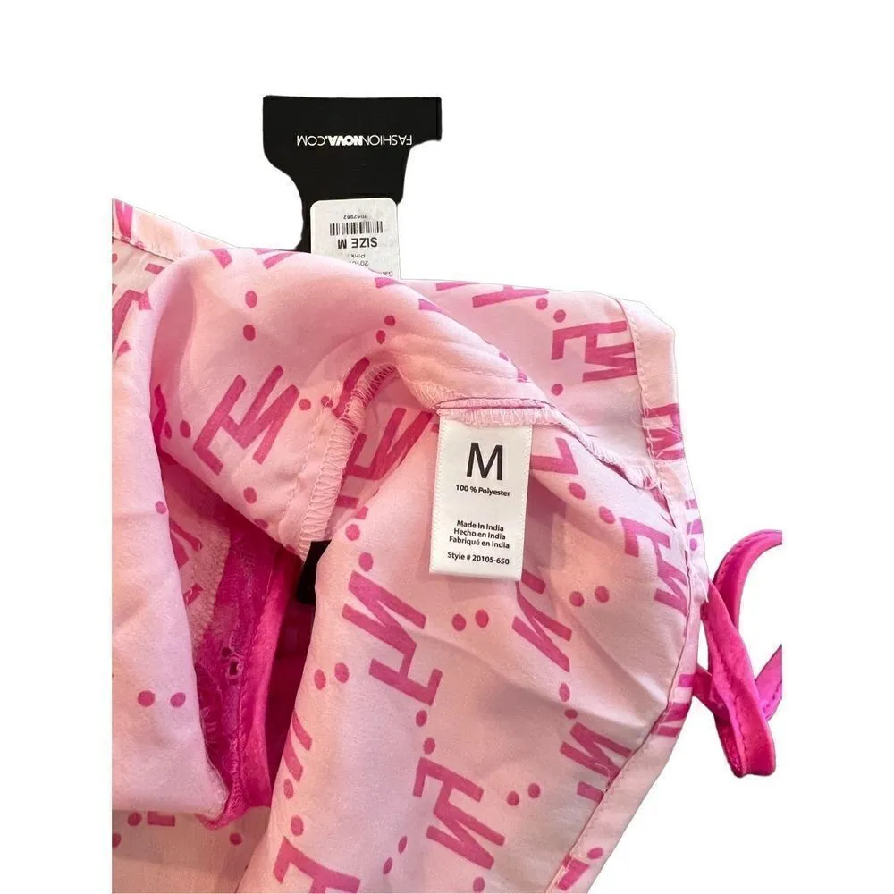 FASHIONNOVA In Your FN Dreams Satin Pink top Pink Size M - Image 5