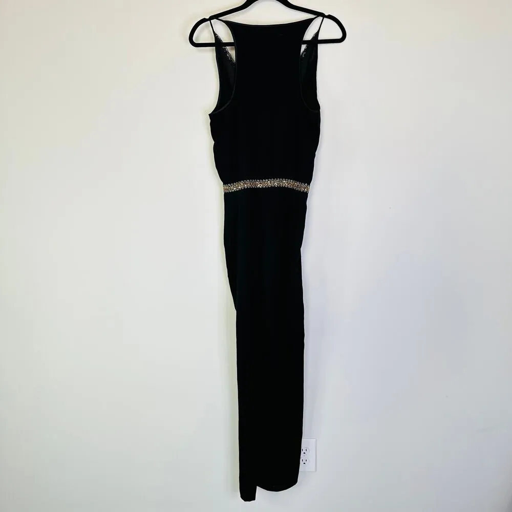 Diane von Furstenberg Caroline Embellished Surplice-Top Jumpsuit in Black - Image 7