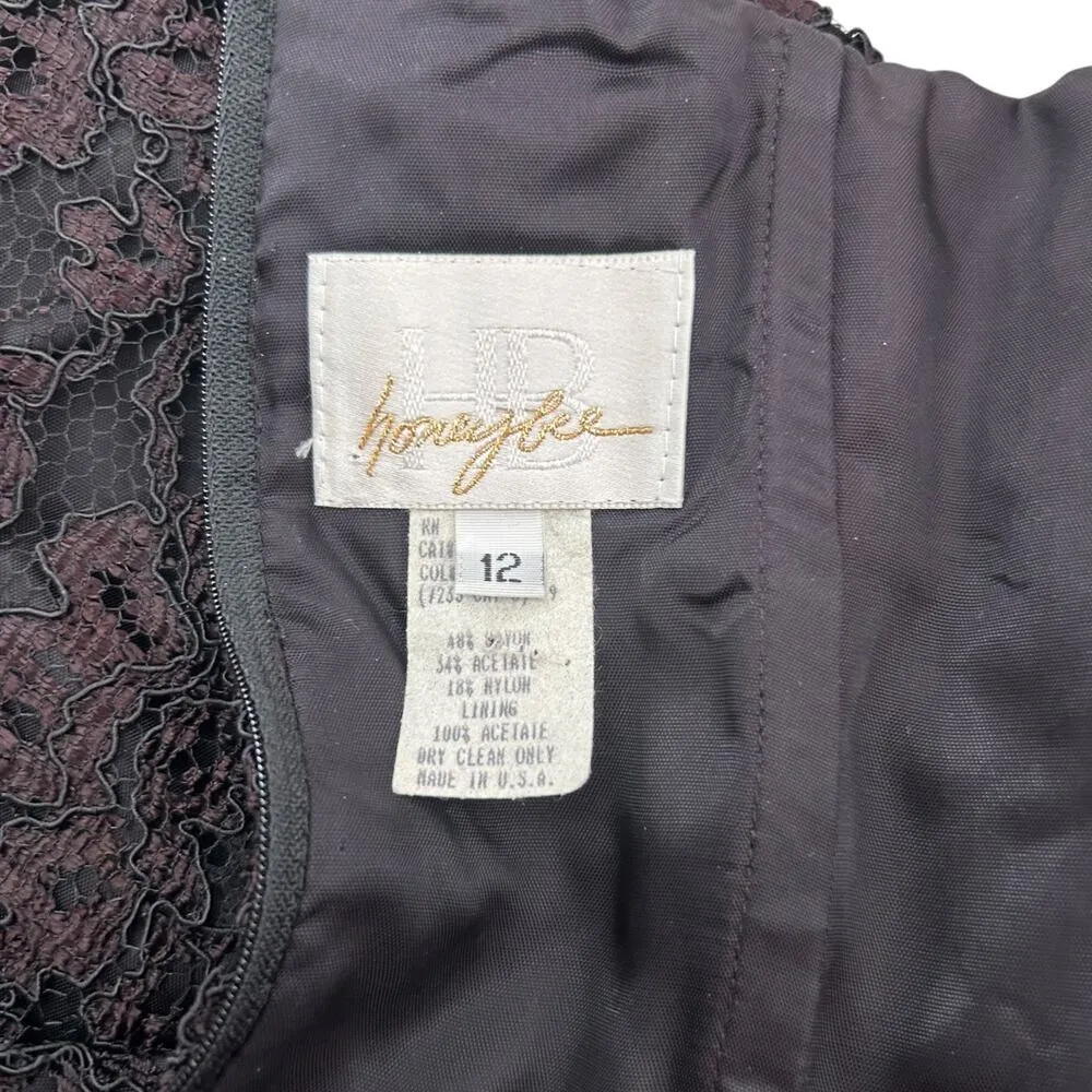 Vintage 80s LBD Lace Sheath Cocktail Party Dress Off the Shoulder Black 12 Glam - Image 10