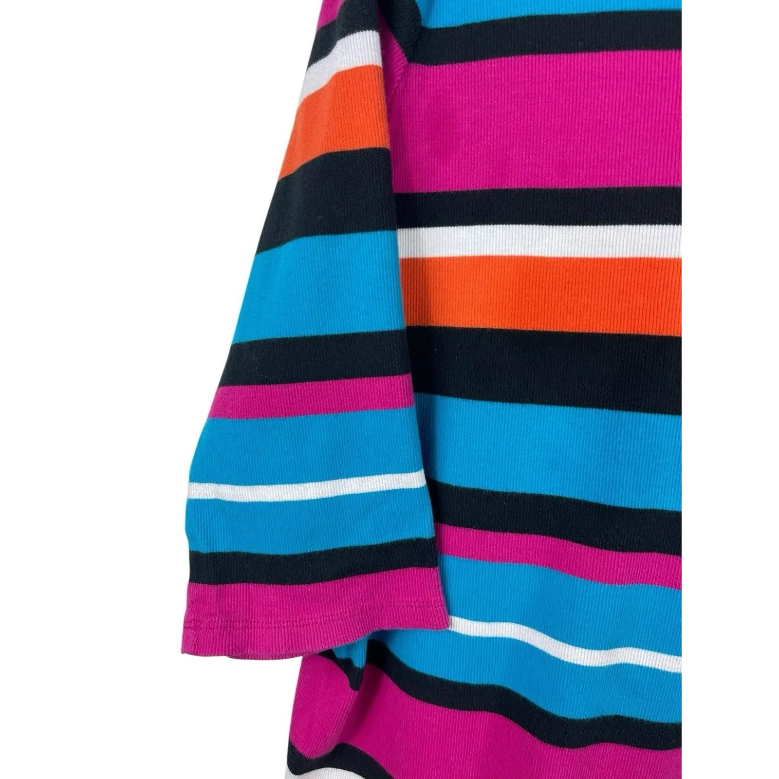 Lauren Ralph Lauren Women’s 3X Stripe Cotton Ribbed Knit Top Button Shoulder - Image 3