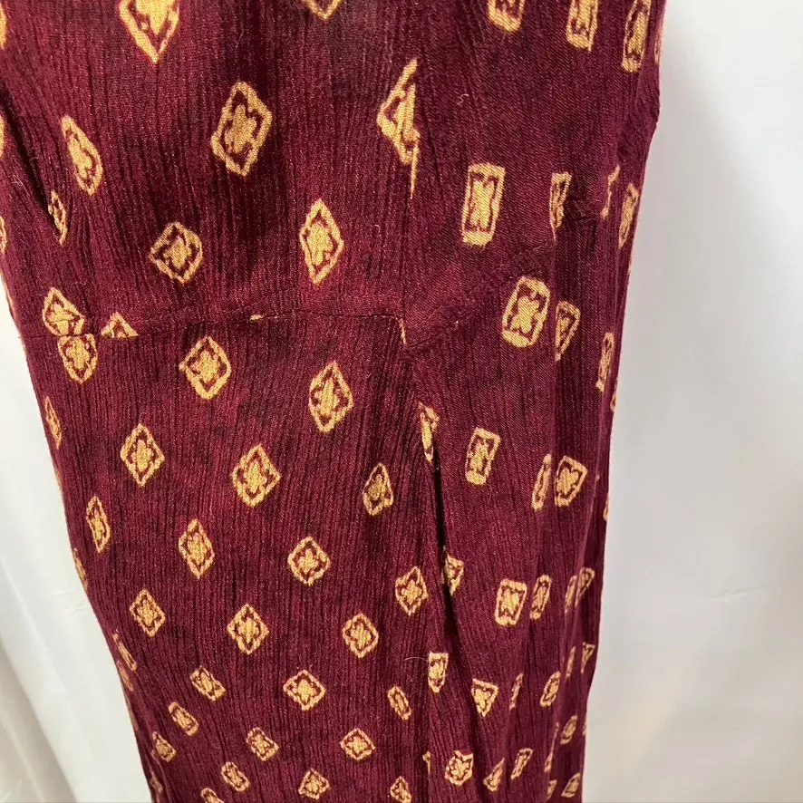 Vintage Rabbit Rabbit‎ Rabbit Rayon Slip Dress Womens M USA Made Maroon Gold Purple Size M - Image 8