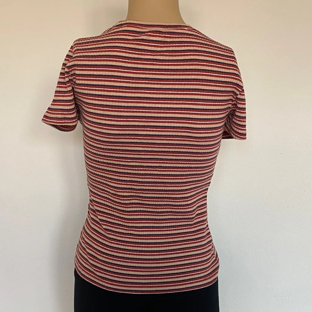 Hollister Striped Button-Down Top in Red and Cream - Image 2