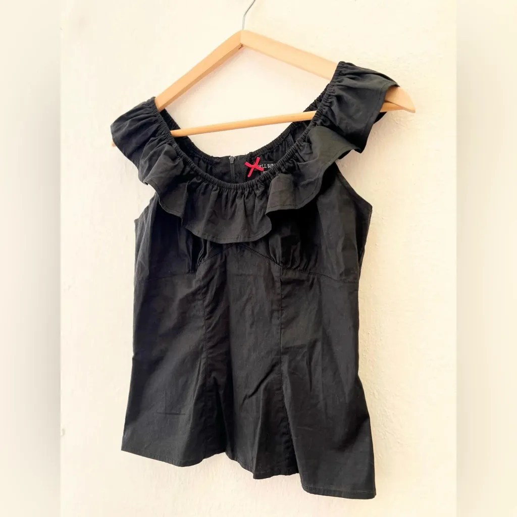 Hell Bunny Black Ruffled Sleeveless Blouse - Image 4