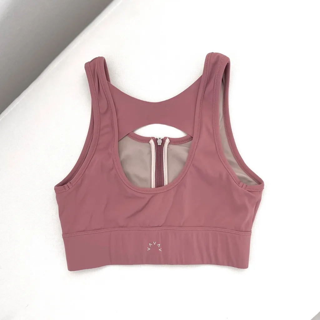 Varley Dusty Rose Front Zip Performance Sports Bra in Size XS - Image 2