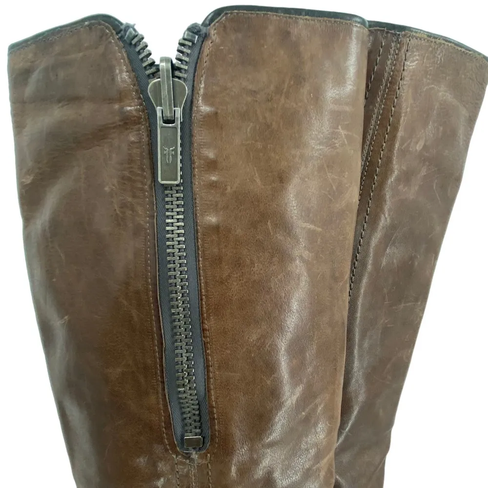 Frye Leather Dannika Piping Zip Tall Riding Boots Size 8.5 - Image 2