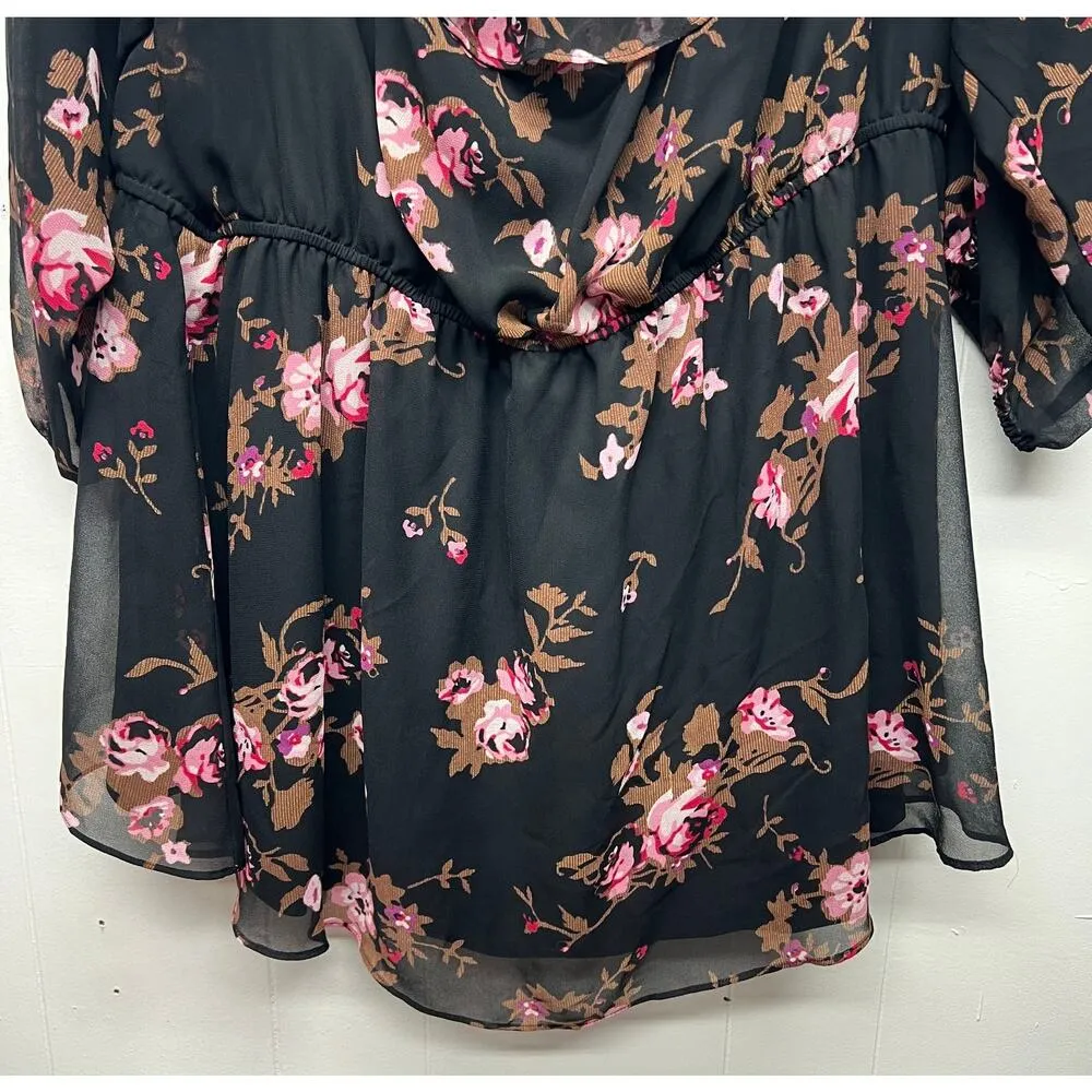 Lane Bryant Ruffle Off Shoulder Floral 3/4 Sleeve Women's Top Size 24 - Image 12