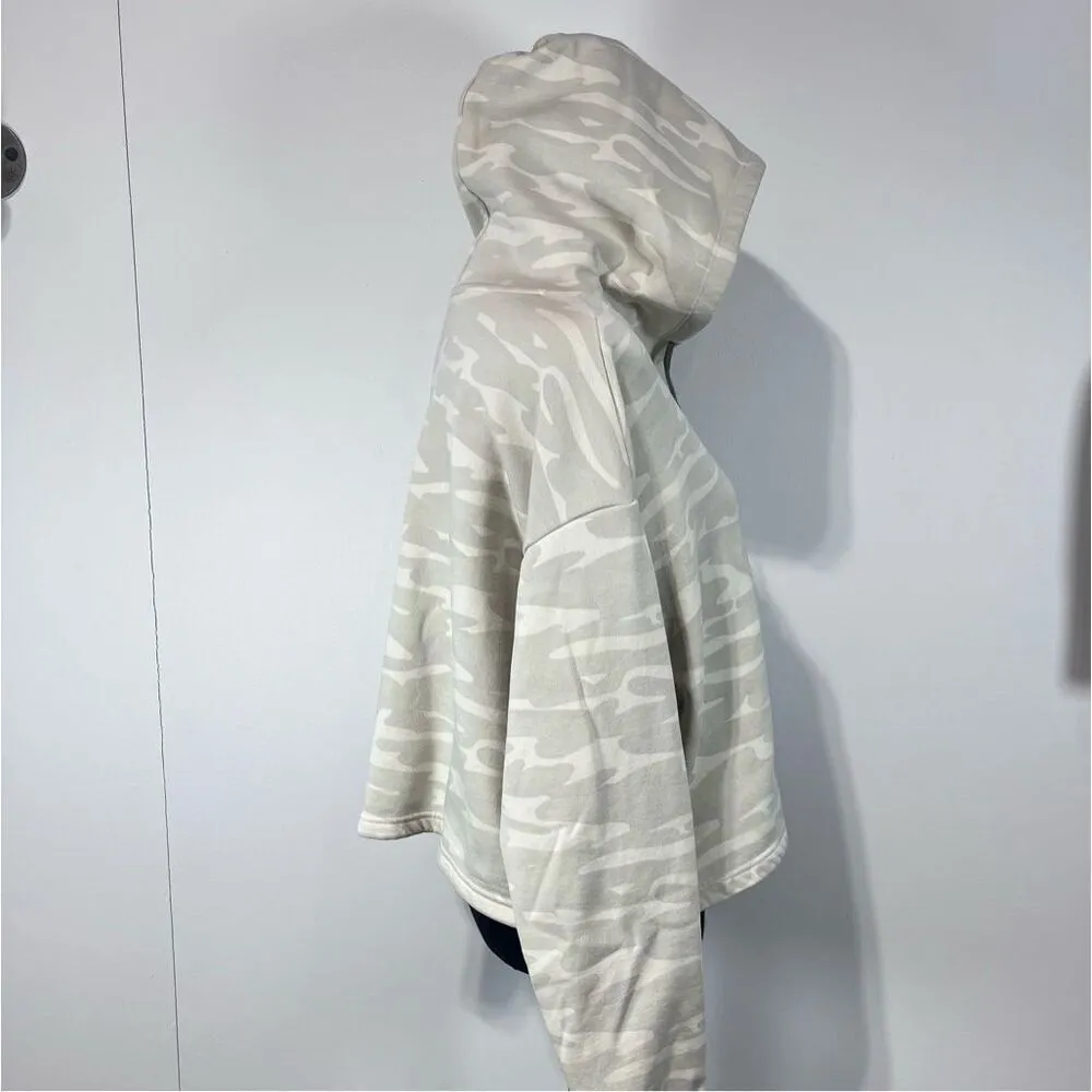 Puma Camo Cropped Hoodie Sweatshirt Sz Large Tan Cream Camouflage Khaki - Image 4