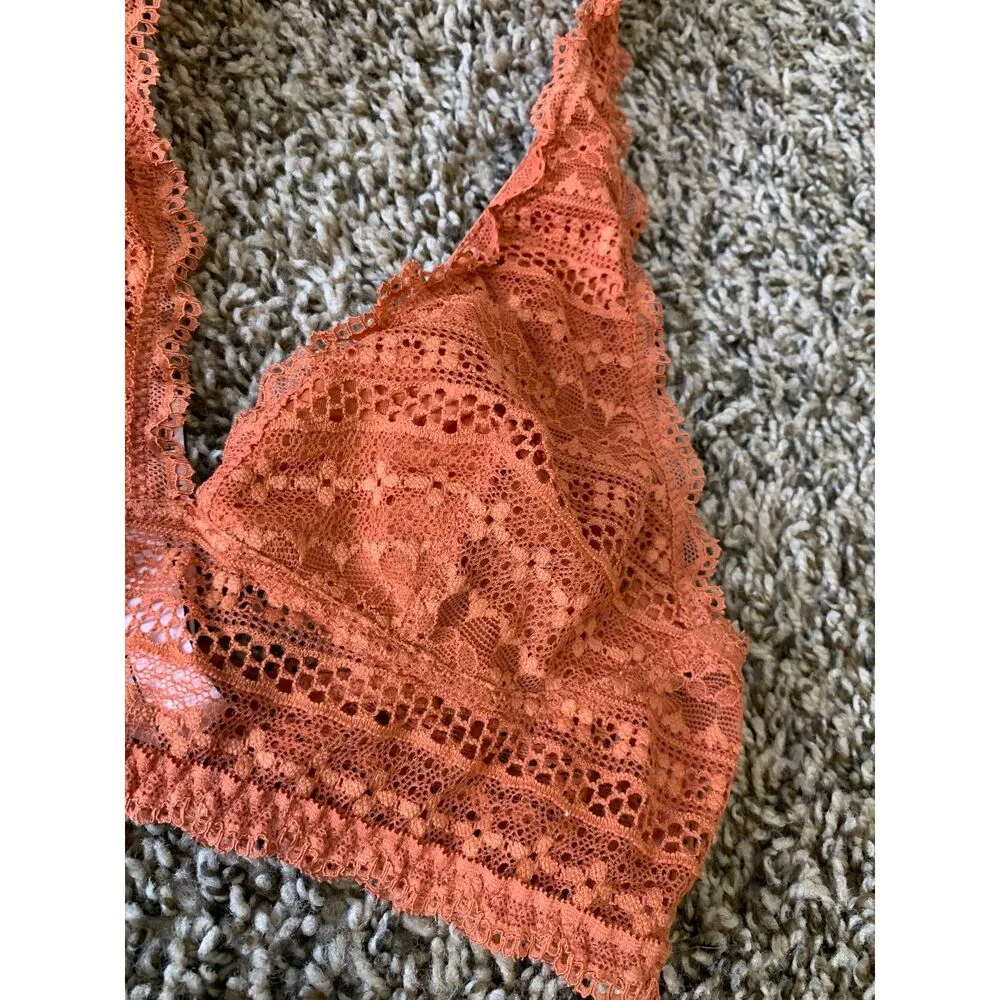 Victorias Secret Orange Lace Halter Neck Bralette Womens Sz XS Wire Free - Image 2