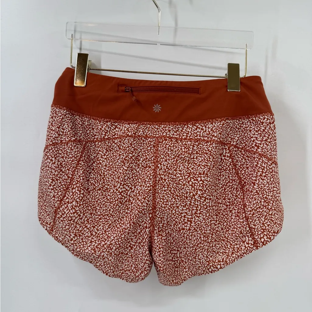 ATHLETA Run With It Printed‎ 3.5" Shorts XS Cheetah Rust Orange - Image 3