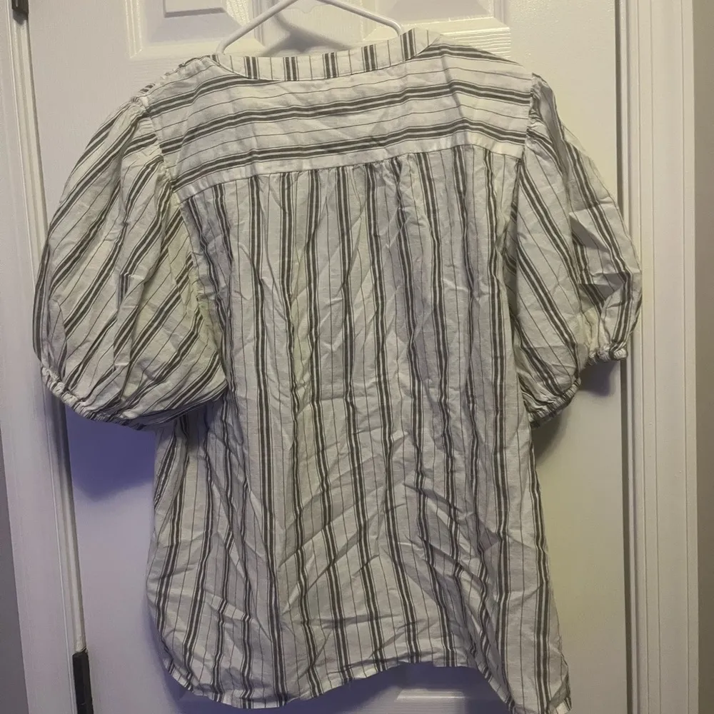 INC International Concepts Womens Blue & Grey Stripe Shirt W/puffy Sleeves XL - Image 4