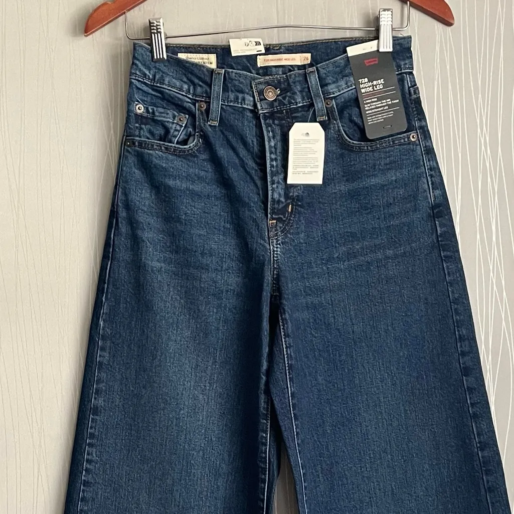 Levi’s 728 Women’s Size 26 High Rise Wide Leg Jeans Woodstock Blue - Image 7