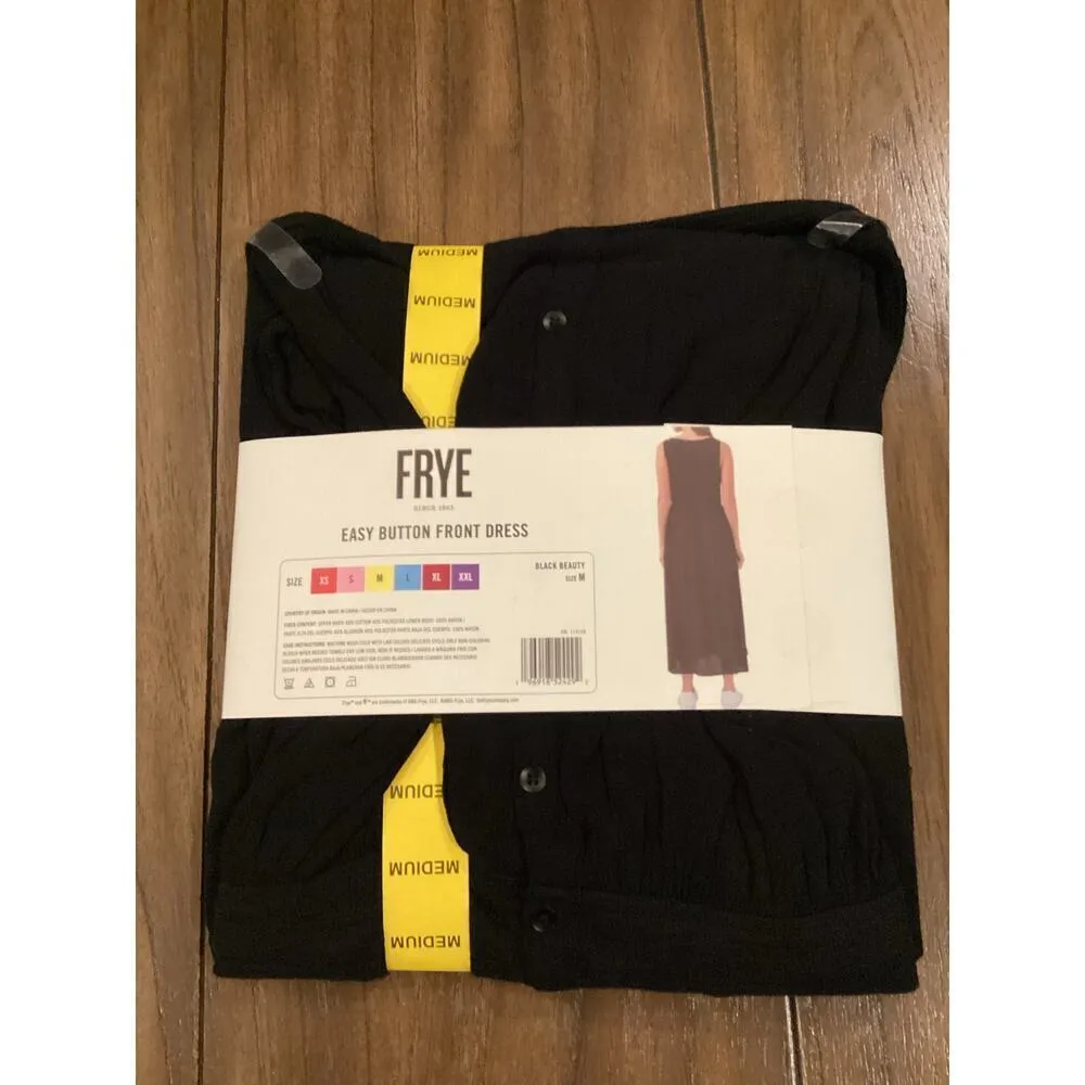 Frye Ladies Button Front casual sleeveless long Midi maxi Dress S new black - Image 2
