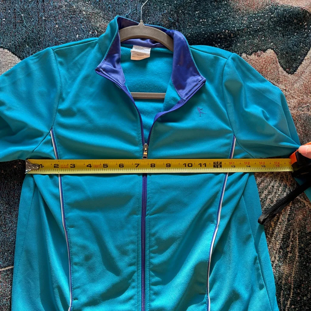 Danskin Vintage Retro Pastel Blue Athletic Sweatshirt Lightweight 1/4 Zip SZ L - Image 12