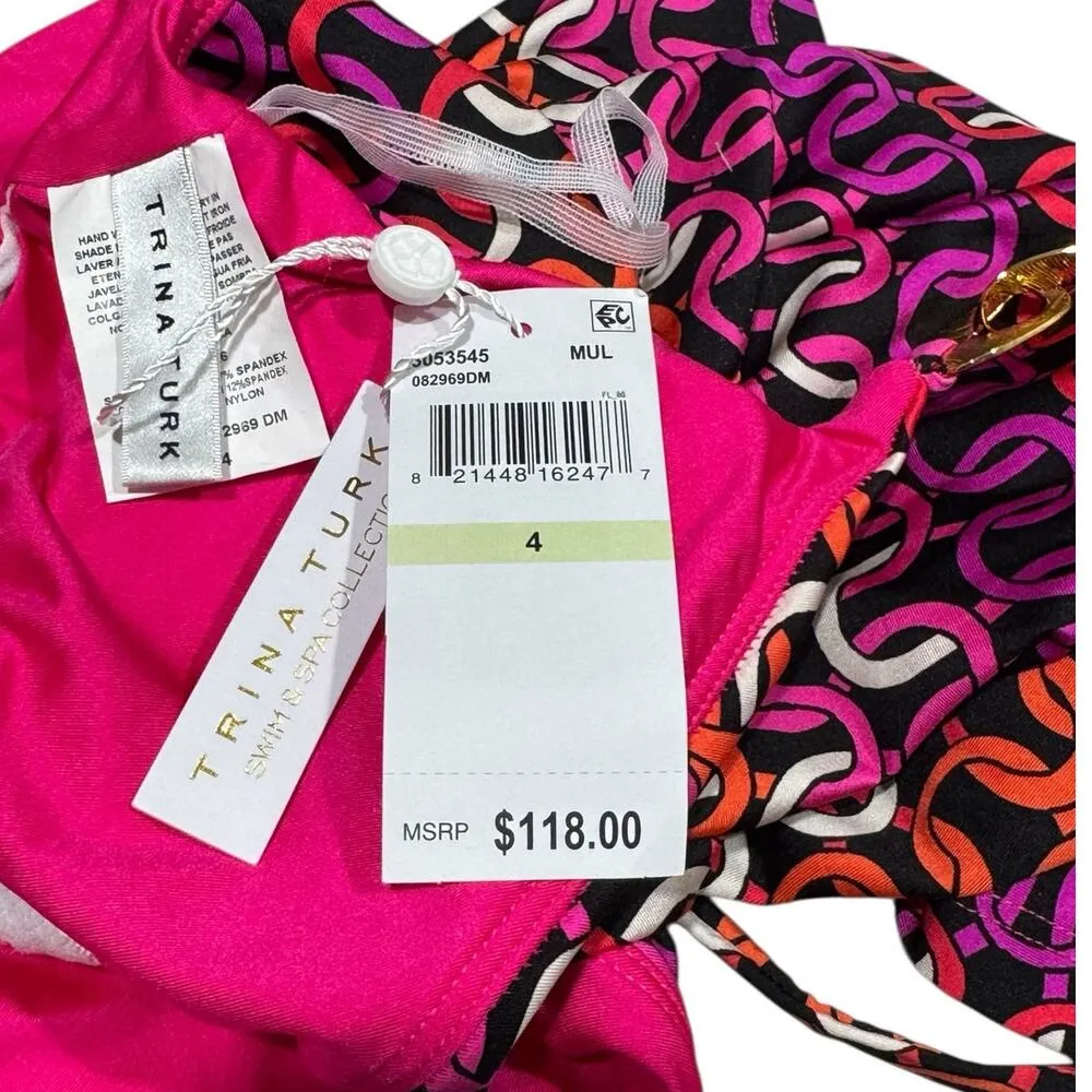 NWT! Trina Turk Women's Echo Chain Halter Tankini Top & Bottoms - Size 4 - Image 13