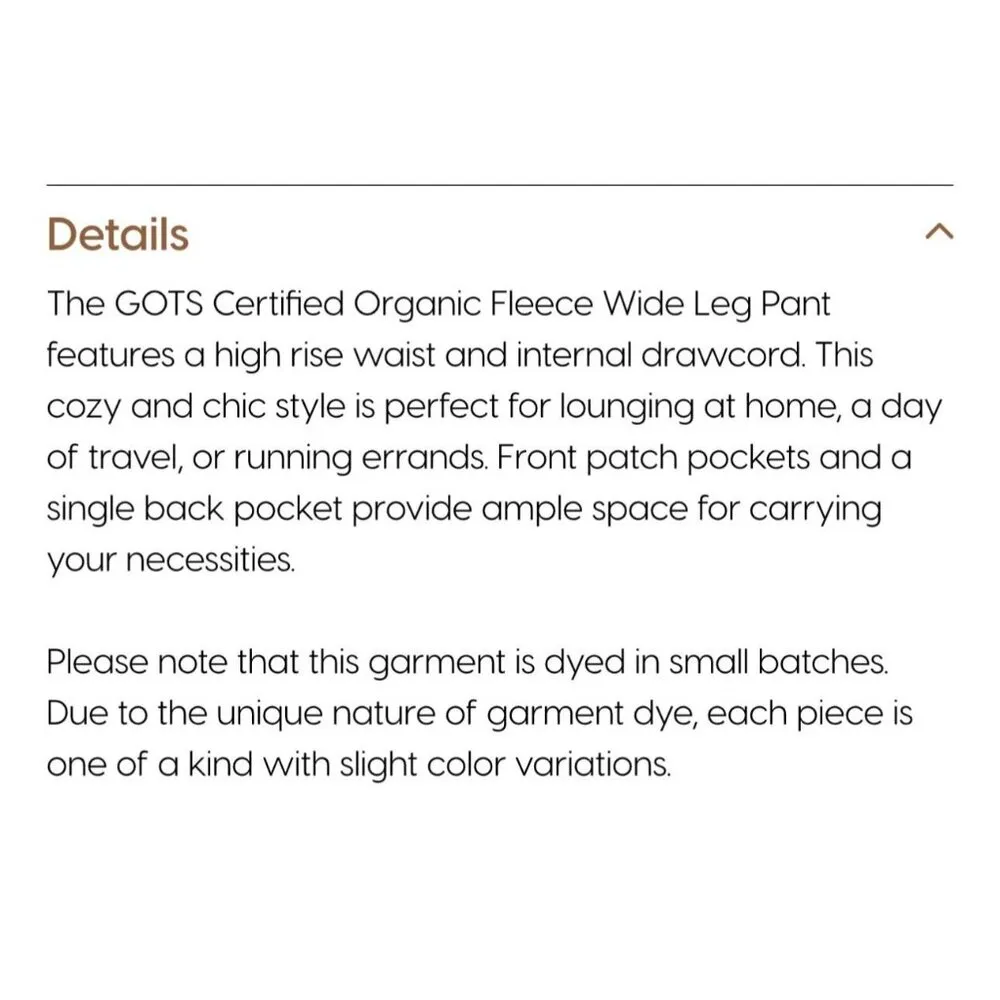 Mate The Label Organic Fleece Wide Leg Pant Heather Grey Large MSRP $138 - Image 4