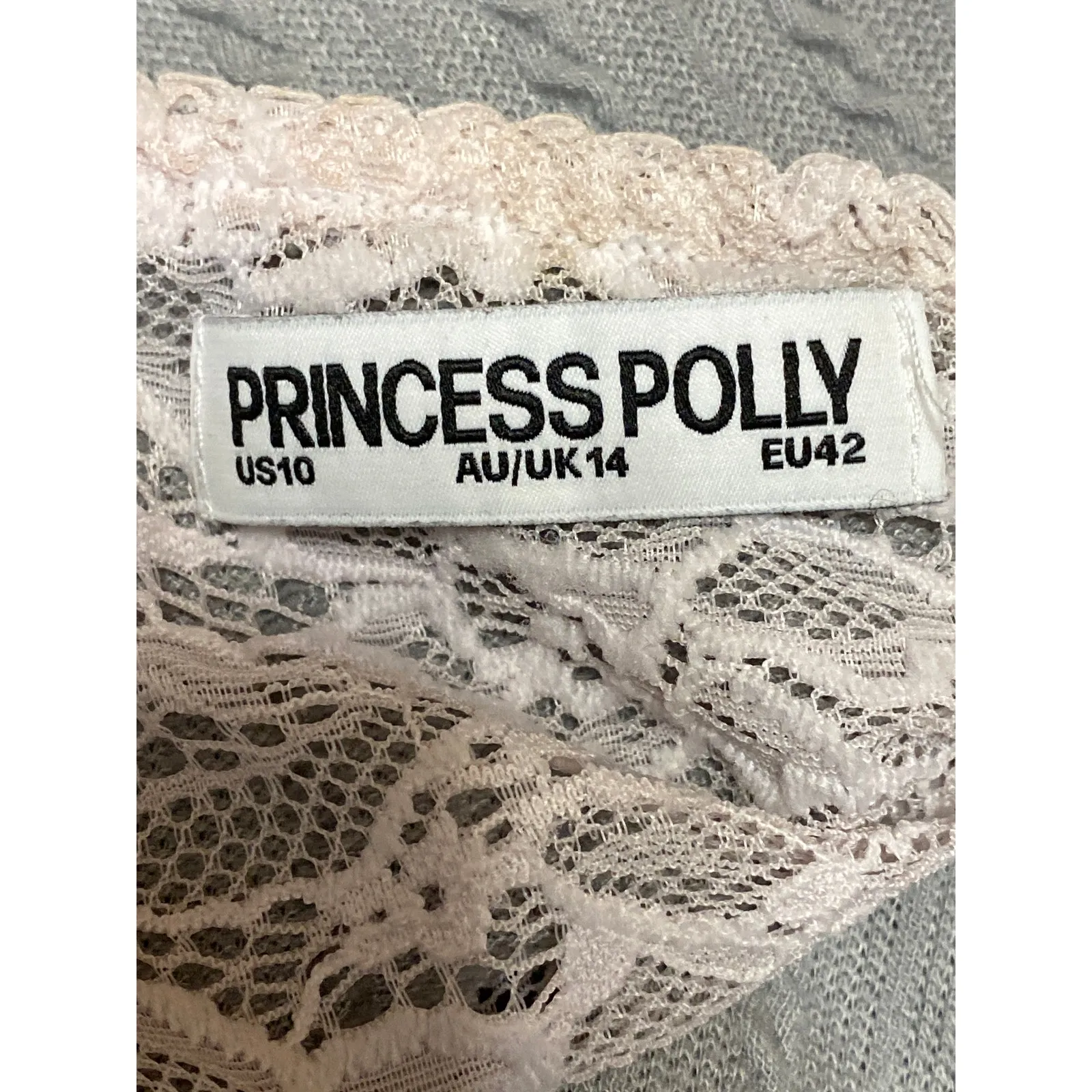 Princess Polly Women's Gray Floral Lace Trip Long Sleeve Boxy Blouse Top Size 10 - Image 5