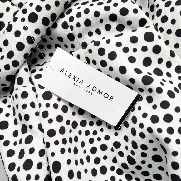 NWT Alexia Admor Dress White Black Polka Dots Cap Sleeve Sheath Women’s Size 6 - Image 12