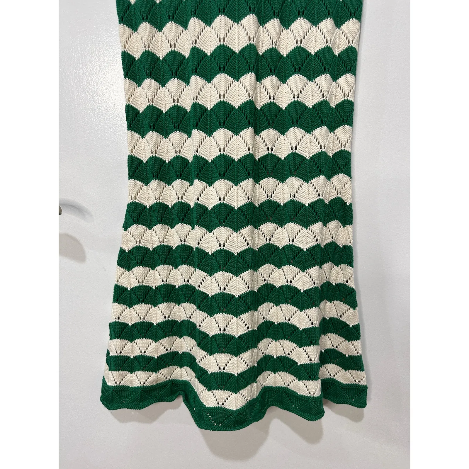 Misa Los Angeles Miss Rosalia Crochet Knit Maxi Dress Emerald Cream Small NWT - Image 6