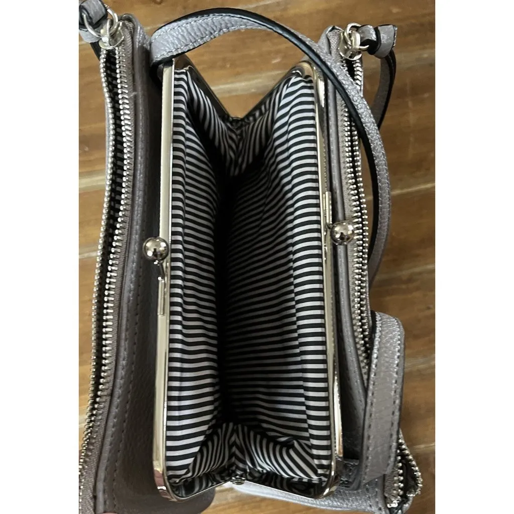 Nine West Gray Cross Body Pocketbook ~ 3 Section Shoulder Purse - Image 5