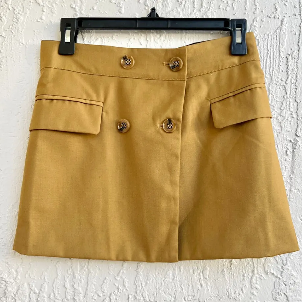 Nonchalant Label Parker Buttoned Wrap A-Line Mini Skirt Brown Women's Size XS - Image 2