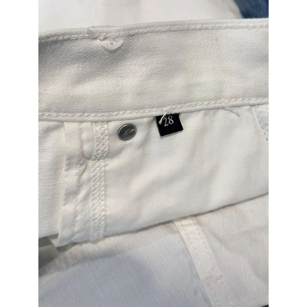 7 For All Mankind Womens Shorts White Denim Cut Off Mid Rise Casual Jean Size 28 - Image 4