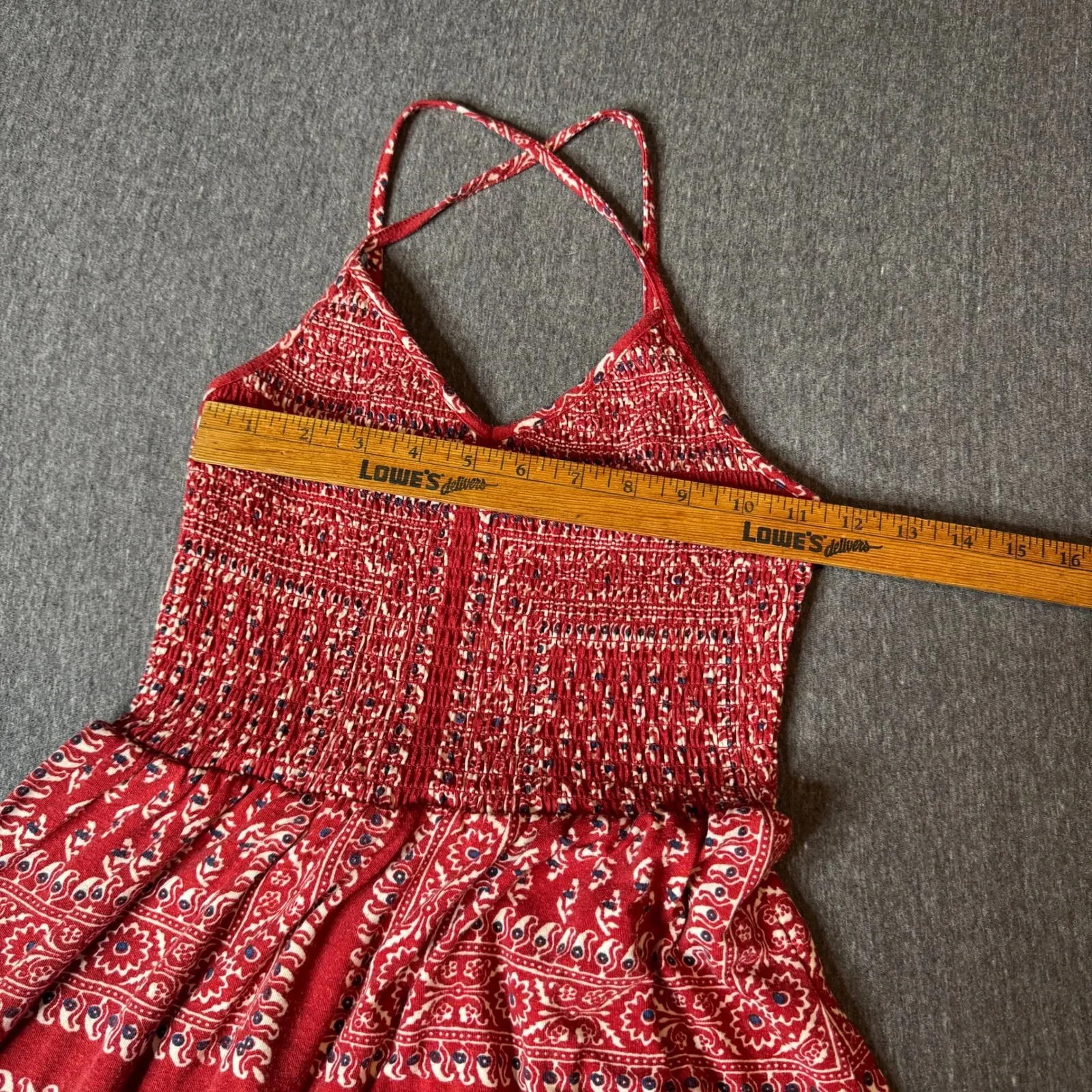 Maurices Red Bandana Print Smocked Dress XS Baby Doll Tunic Shirt - Image 8