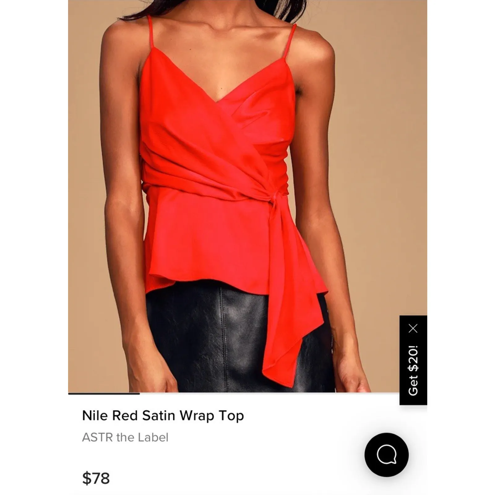 ASTR The Label Size Medium Red Wrap Tank Top V - Image 2