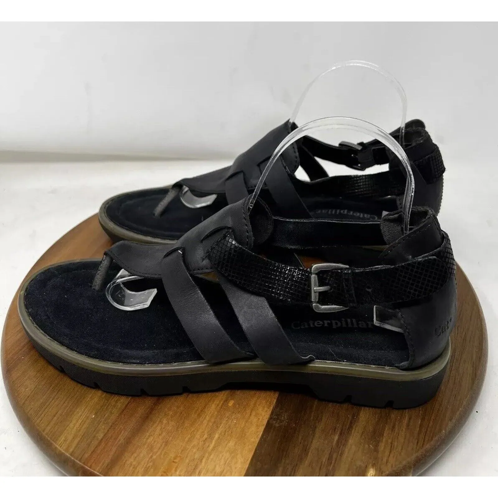 Cat Caterpillar Sandal Womens Leather Shanna Ankel Strap Thong‎ Black Size 10 - Image 4