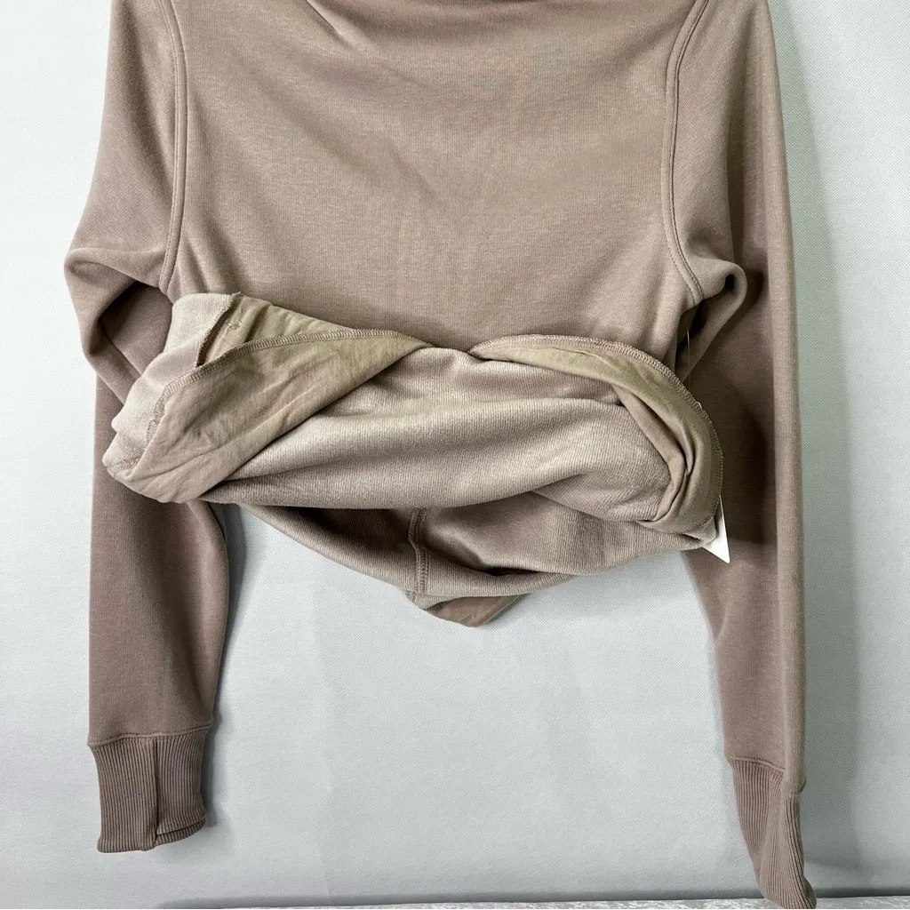 Athleta Pyrite Taupe Cozy Karma Twist Neck  Sweatshirt Size XXS Fleece Lined - Image 10