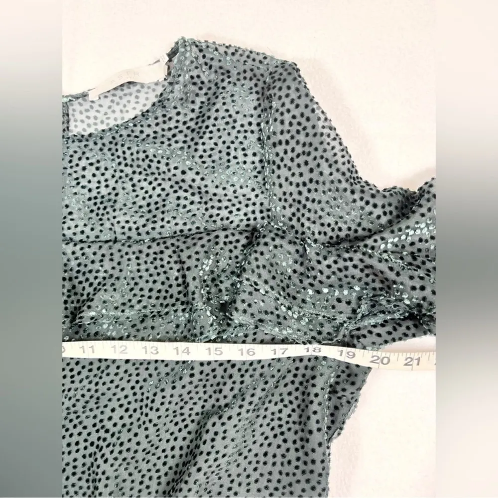 Women's Burnout Velvet Bodysuit Tiered Ruffles Forest
Green Size Medium - Image 9