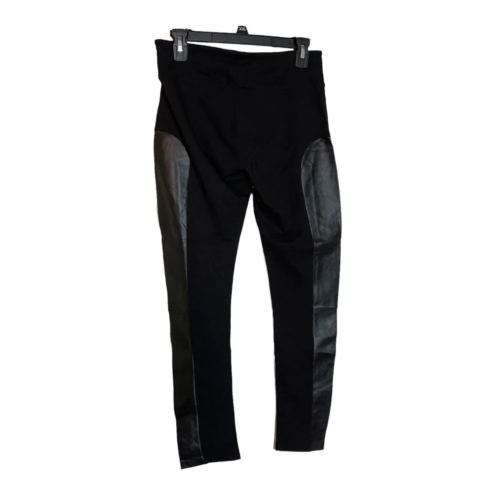 Philosophy Black Leggings Faux Leather Side Panels Small 29 Waist 27 Inseam - Image 4