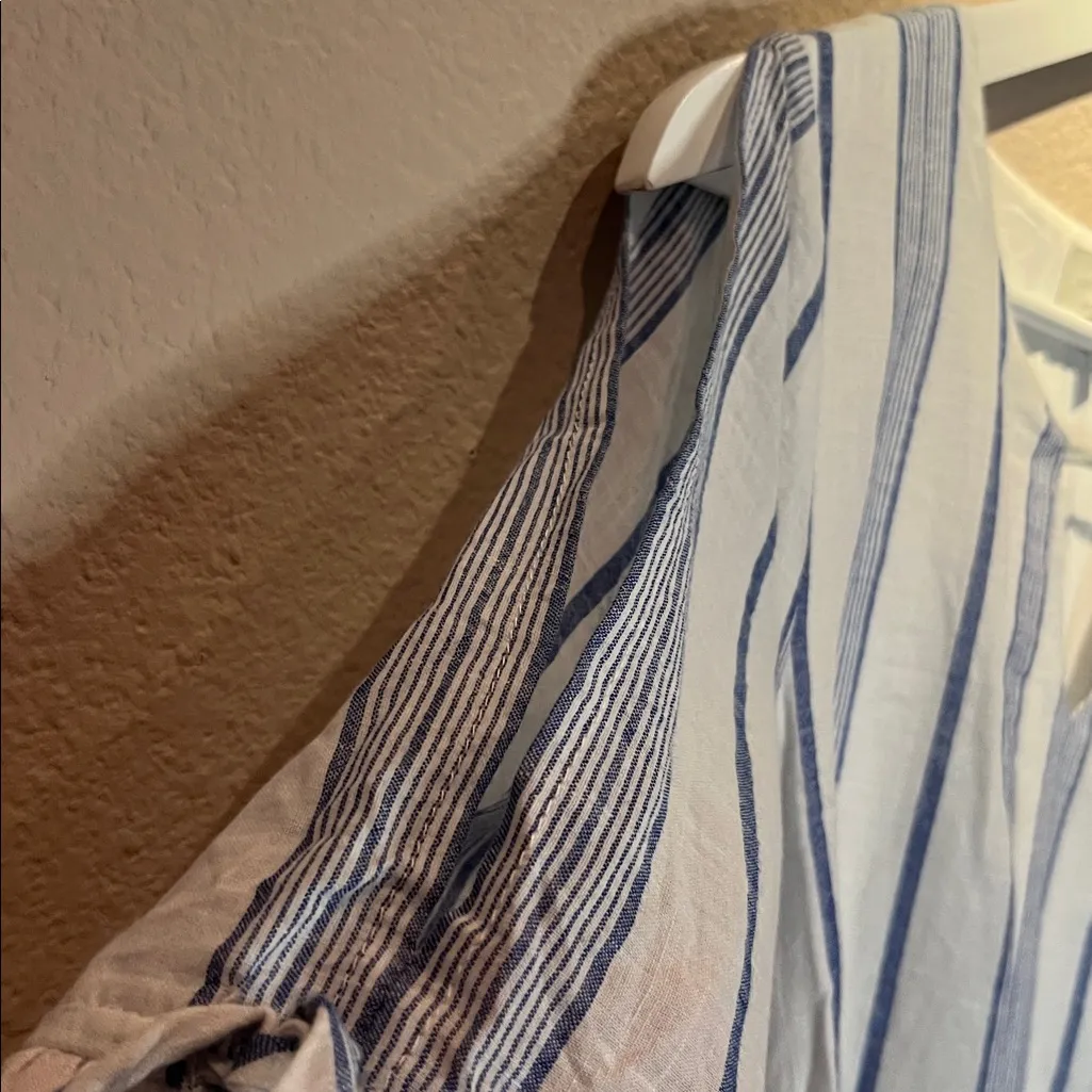 Lucky Brand Women’s Cotton Striped Bohemian Coastal Blouse Arm Slits Size XS - Image 4