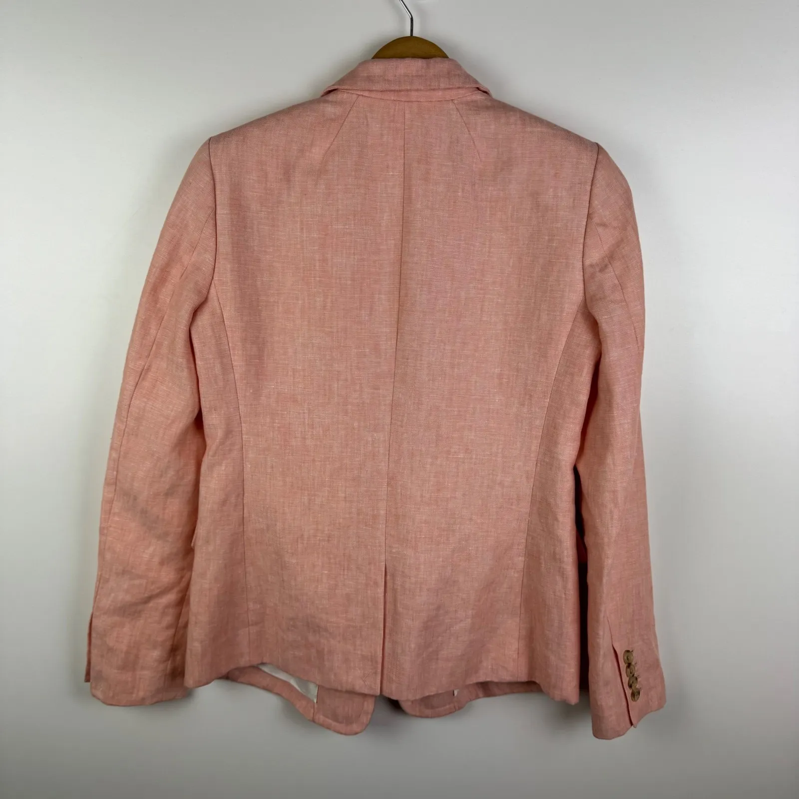 J Crew Womens 100% Linen Regent Blazer Size 6 Pink Preppy Coastal Chic Office‎ - Image 6
