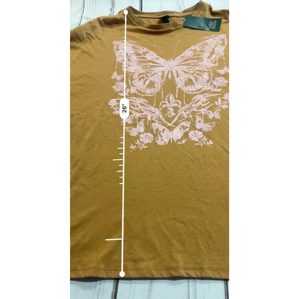 Wild Fable Oversized Butterfly Graphic T-Shirt Brown Women's  XS NWT - Image 7