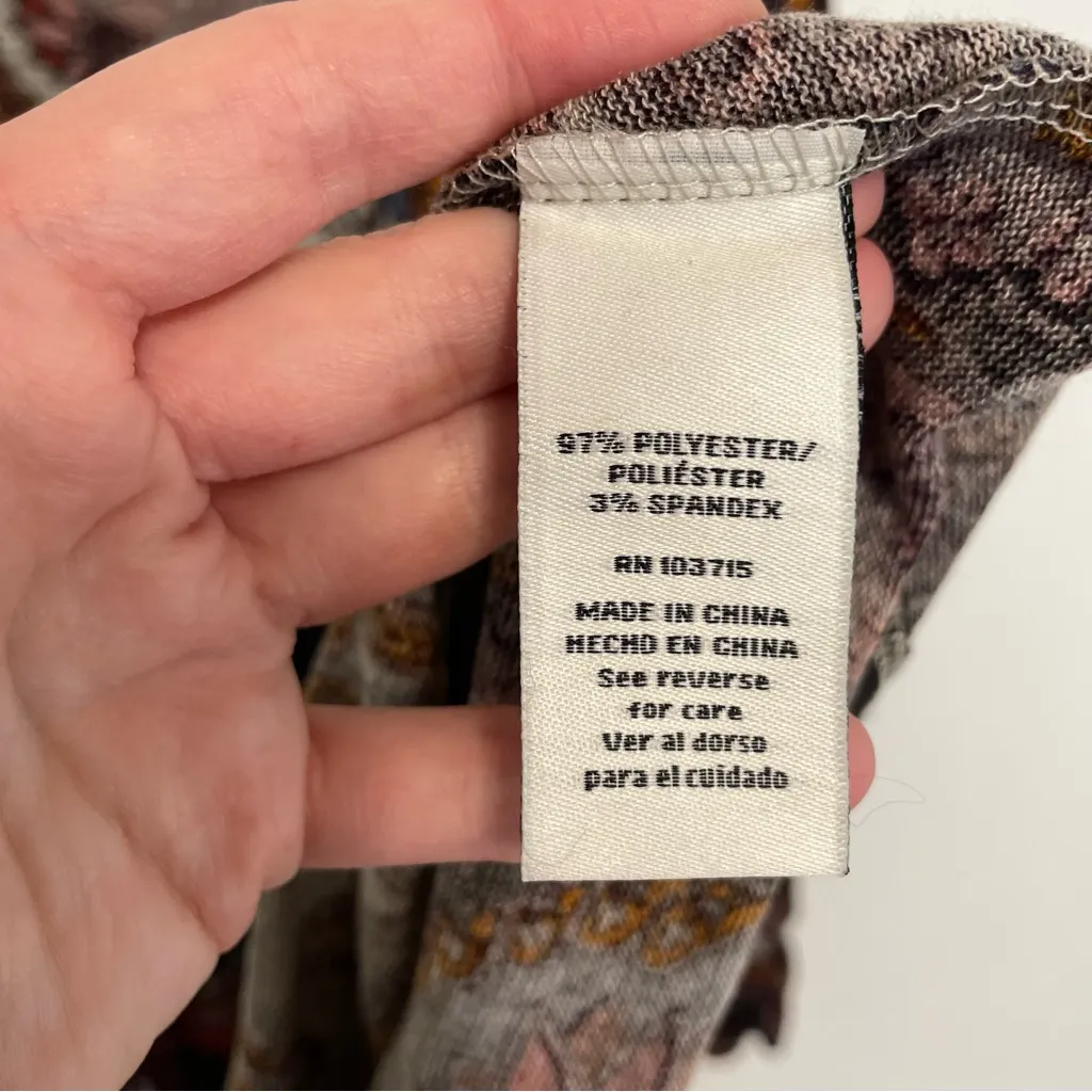 NEW NWT ZAC RACHEL Plus Size Gray Black Purple Paisley 3/4 Sleeve Boho Tunic Top - Image 10