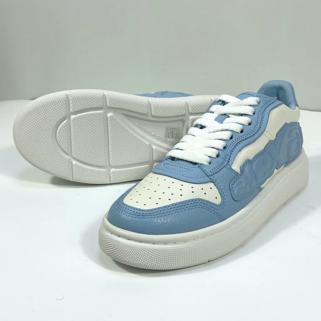 Alexander Wang Puff Pebble Leather Logo Low Top Sneakers Blue White EU 39 NEW - Image 10