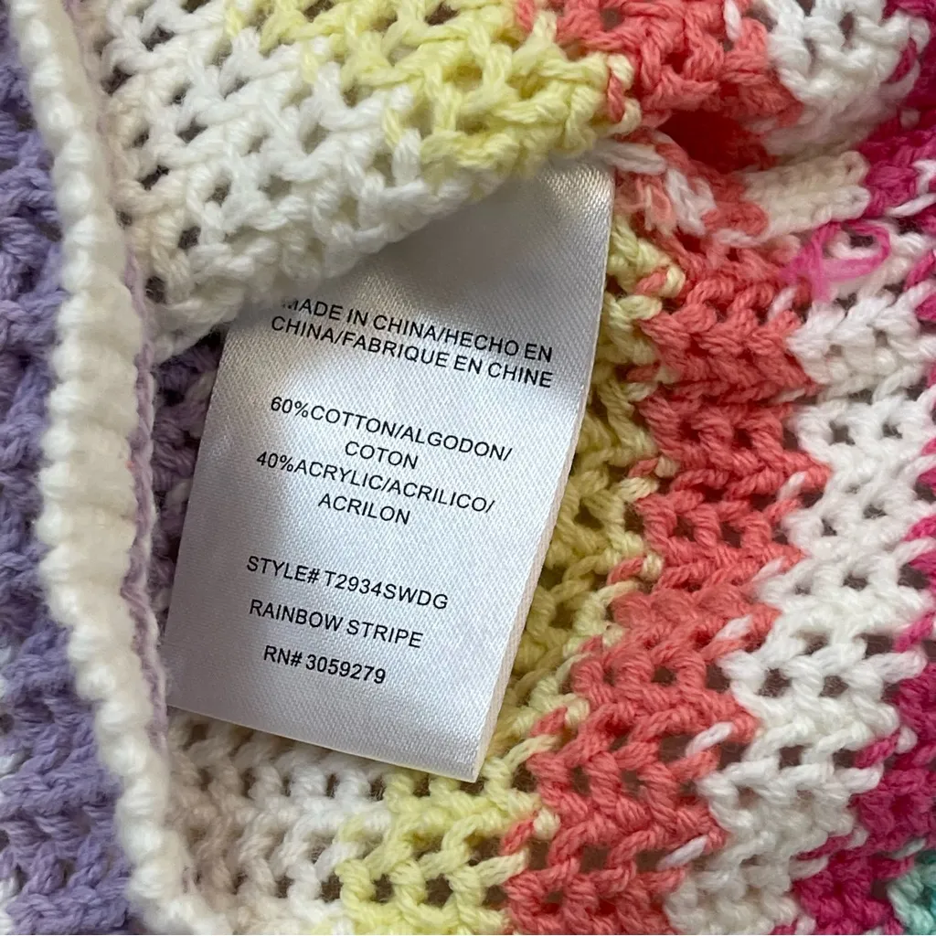 Weekend Los Angeles Flutter Colorful Striped Knit Top Dry Goods Pastel Tank L - Image 6